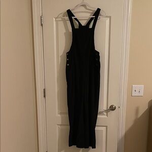 Black Overalls with Button Detail